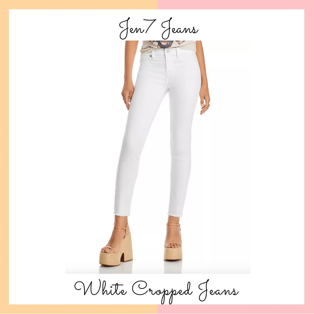 Jen7 White Cropped Skinny Jeans